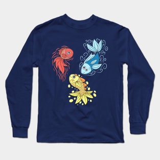 Red Yellow Blue Fishes Long Sleeve T-Shirt
